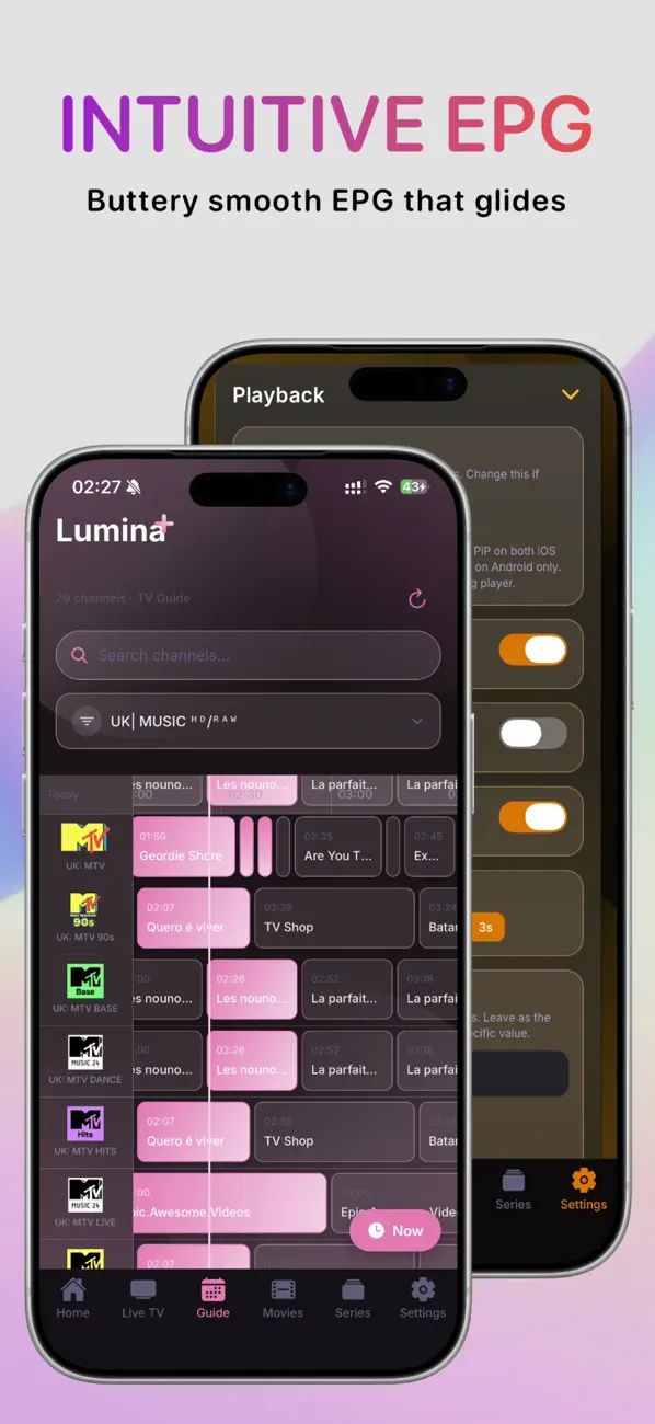 Screenshot #1 pour LUMINA PLUS - IPTV Player