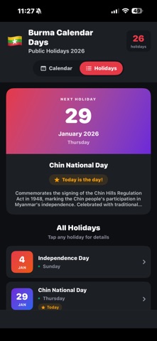 Burma Calendar Days screenshot