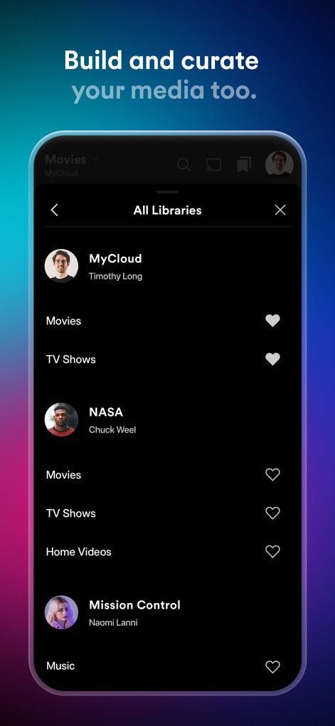 Plex: Stream Live TV Channels - This tool allows for robust personal media organization, displaying categorized libraries for items like "Movies", "TV Shows", and "Home Videos".