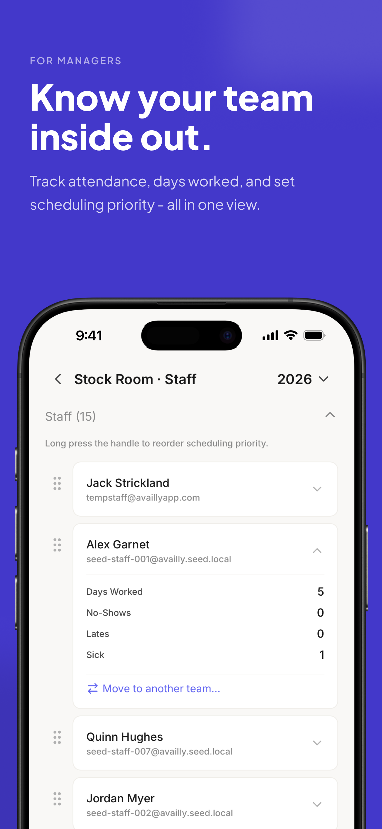 Availy: Staff Scheduling