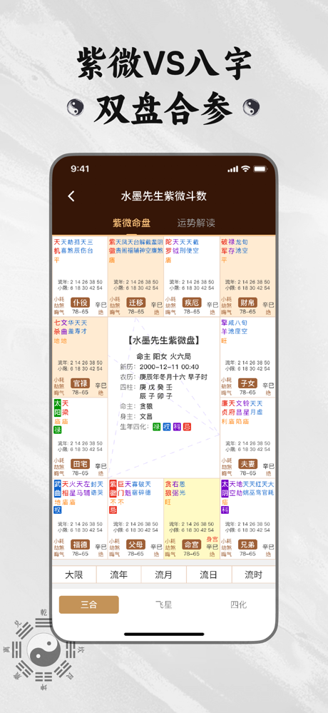 水墨先生八字-四柱八字排盘软件,婚姻算命测测五行面相占卜助手 screenshot 5