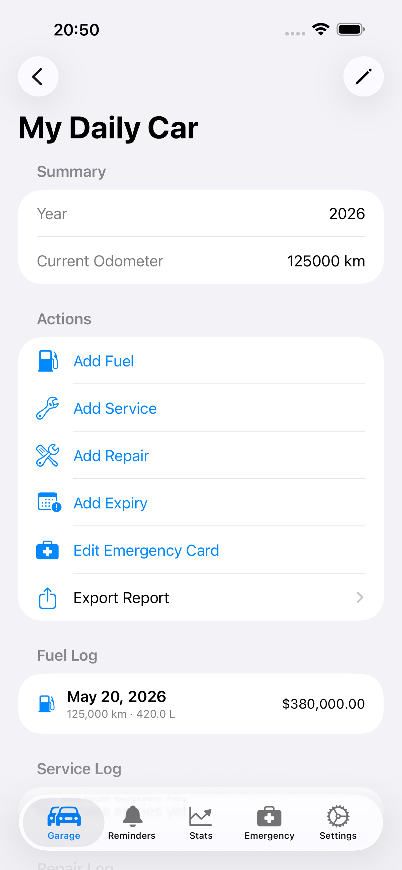 AutoCare Log:CarMaintenance screenshot 2