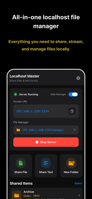 Localhost Master - HTTP Server Screenshot 1 of 10