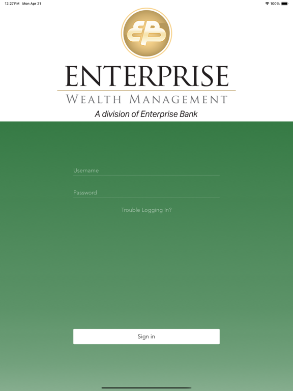 Enterprise Wealth Management app screenshot