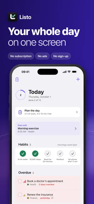 Listo Planner screenshot 1
