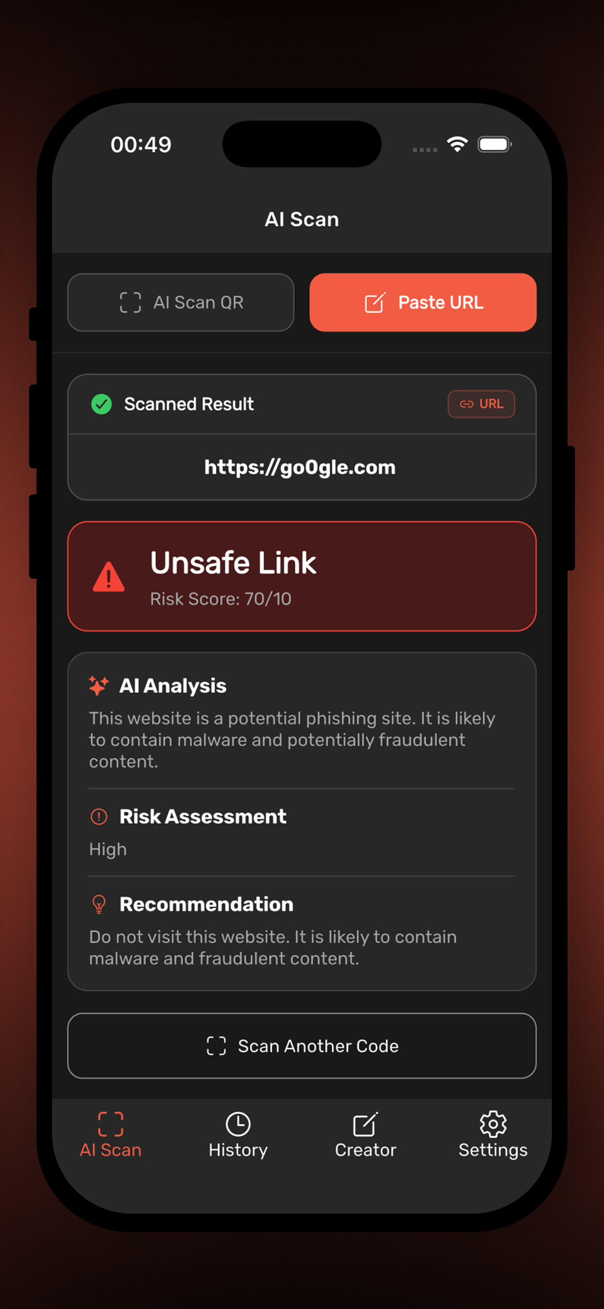 AI ScamScan QR screenshot 4