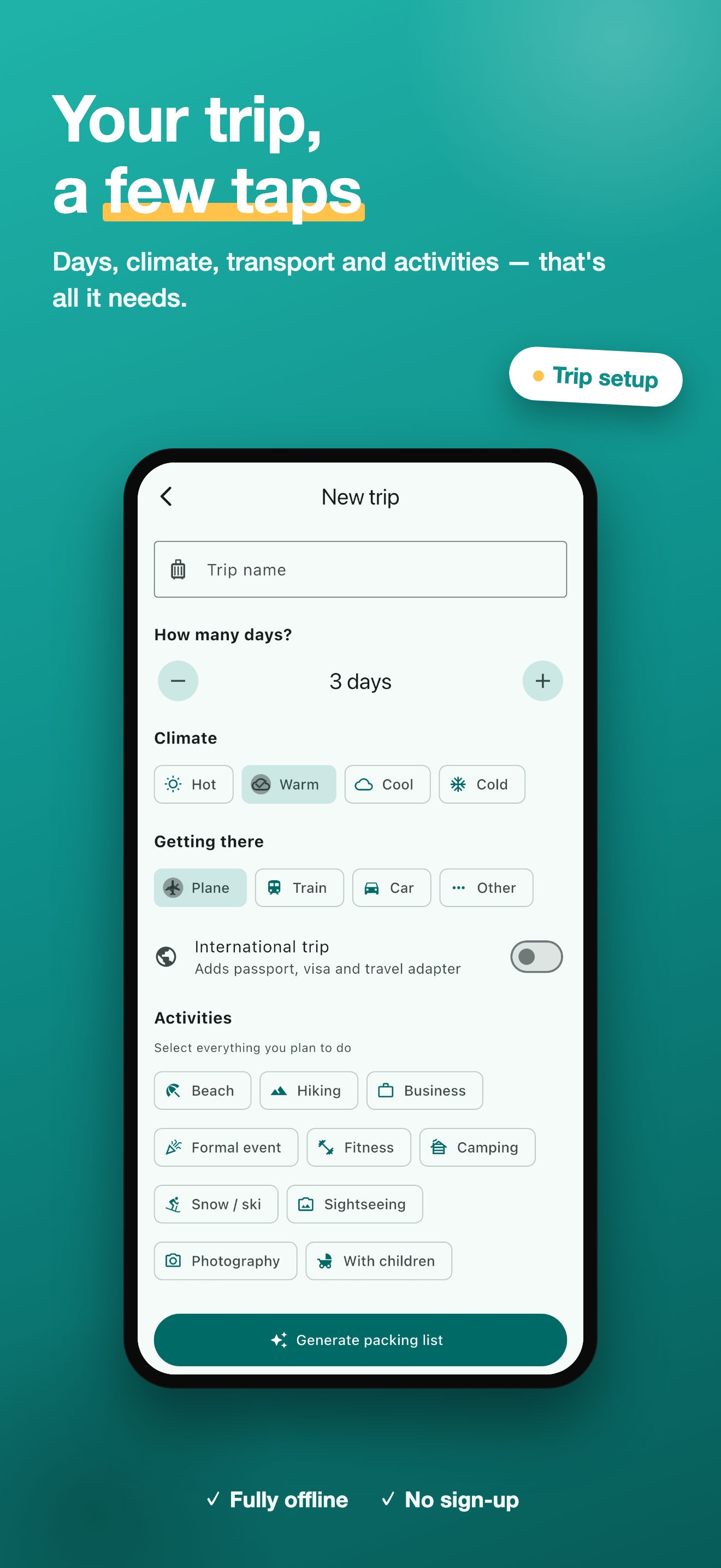 PackPilot: Packing List screenshot 2