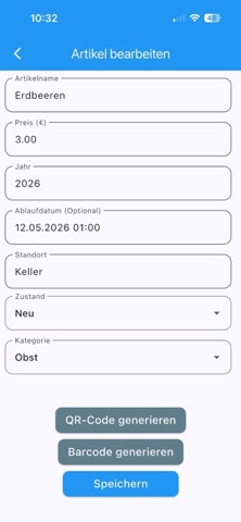 Inventarerfassung screenshot
