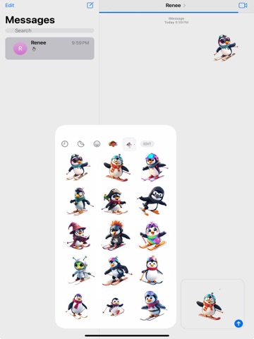 Skiing Penguin Stickers iPad screenshot