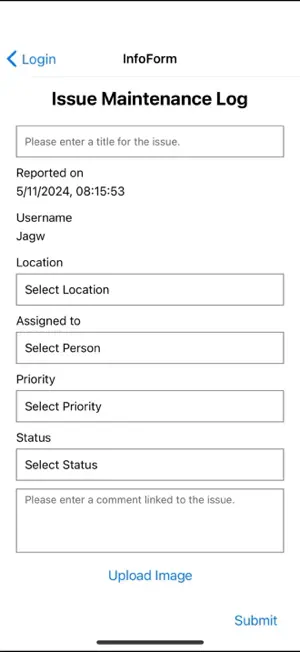 RMS - Maintenance Issue Log screenshot 2