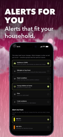 Air Quality AQI,UV,Heat Index iPhone screenshot