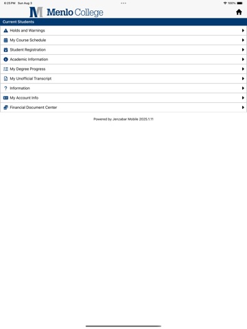 Menlo College - Oaks iPad screenshot