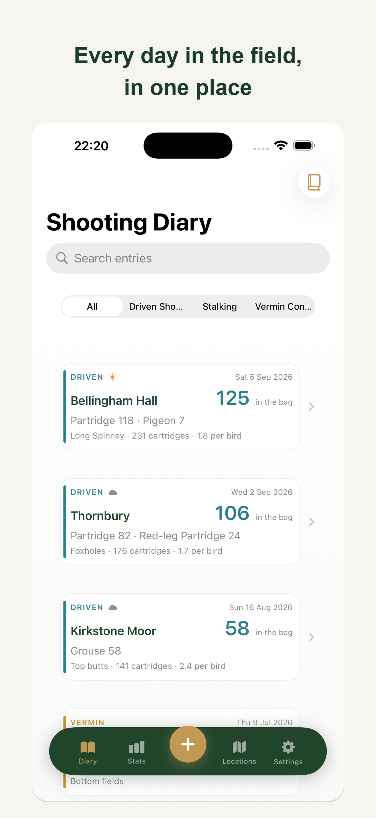 Game Book: Shooting Diary