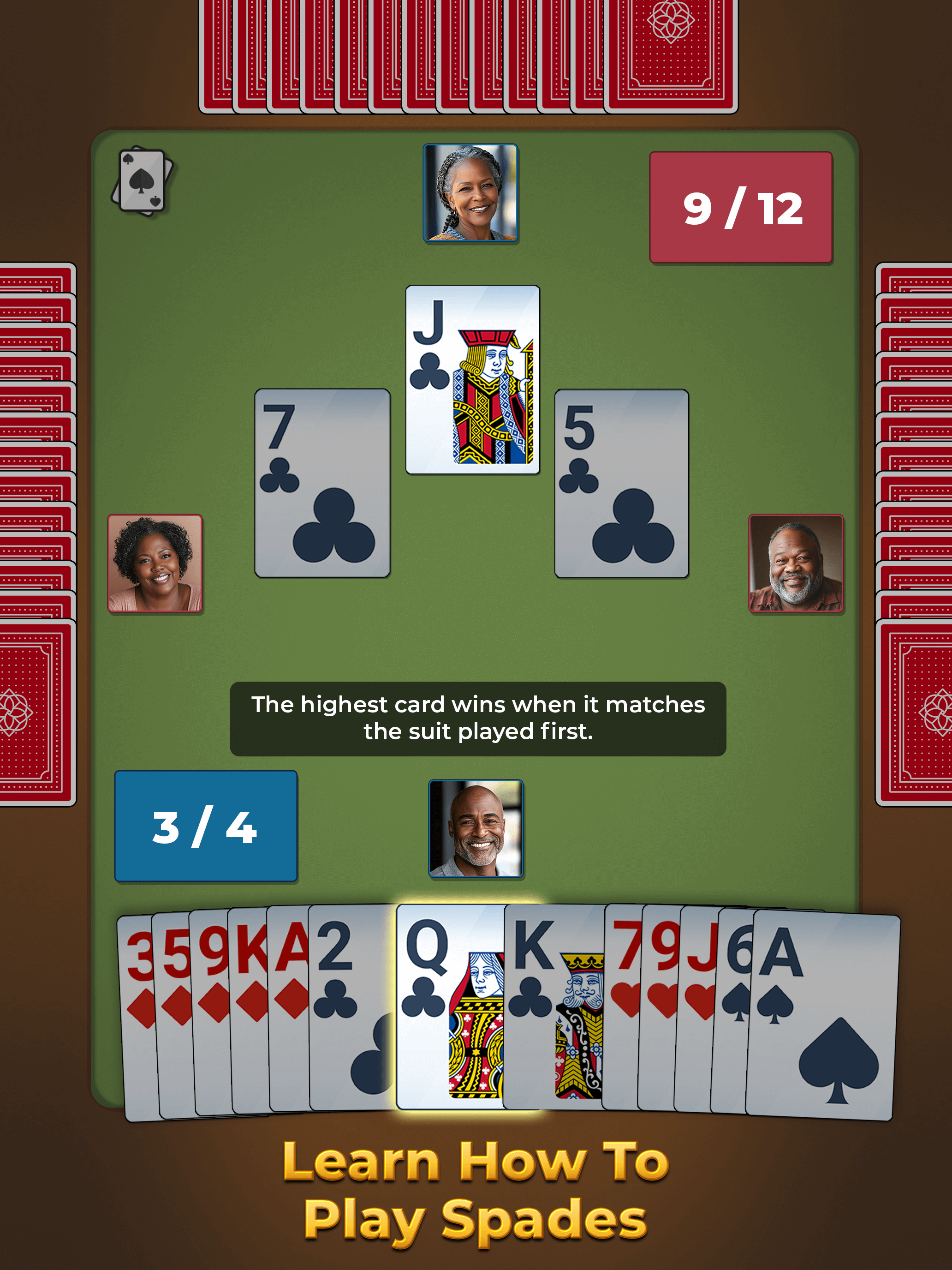 Spades For Seniors: Card Game