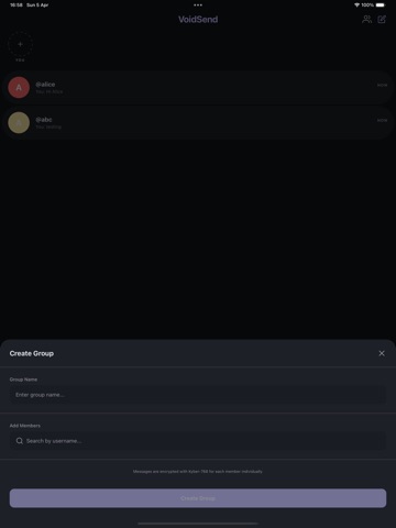 VoidSend iPad screenshot