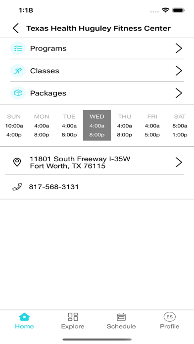 Texas Health Huguley Fitness Screenshot