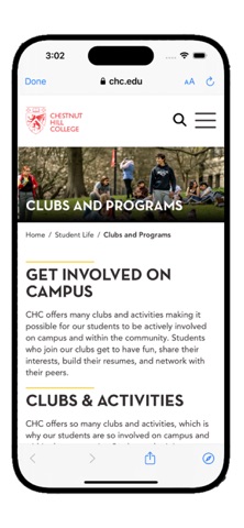 CHC.edu screenshot