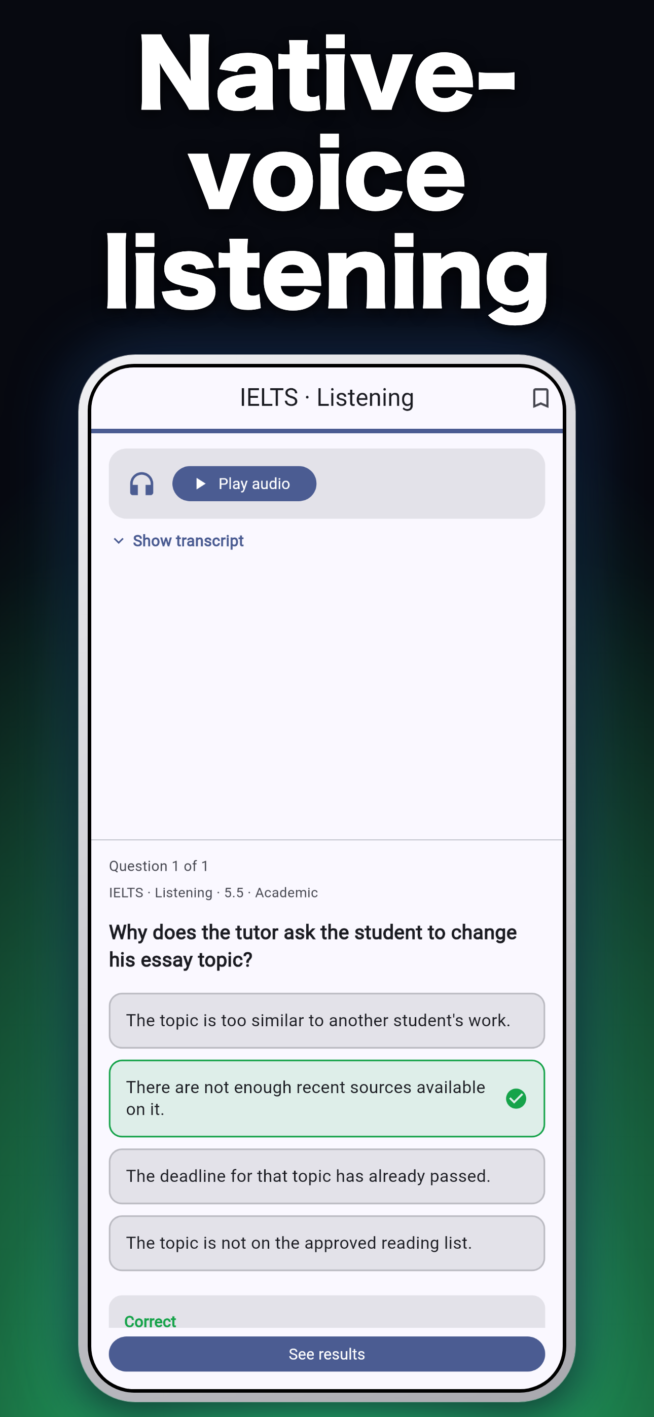 LingoUp: IELTS, TOEFL & TOEIC screenshot 3