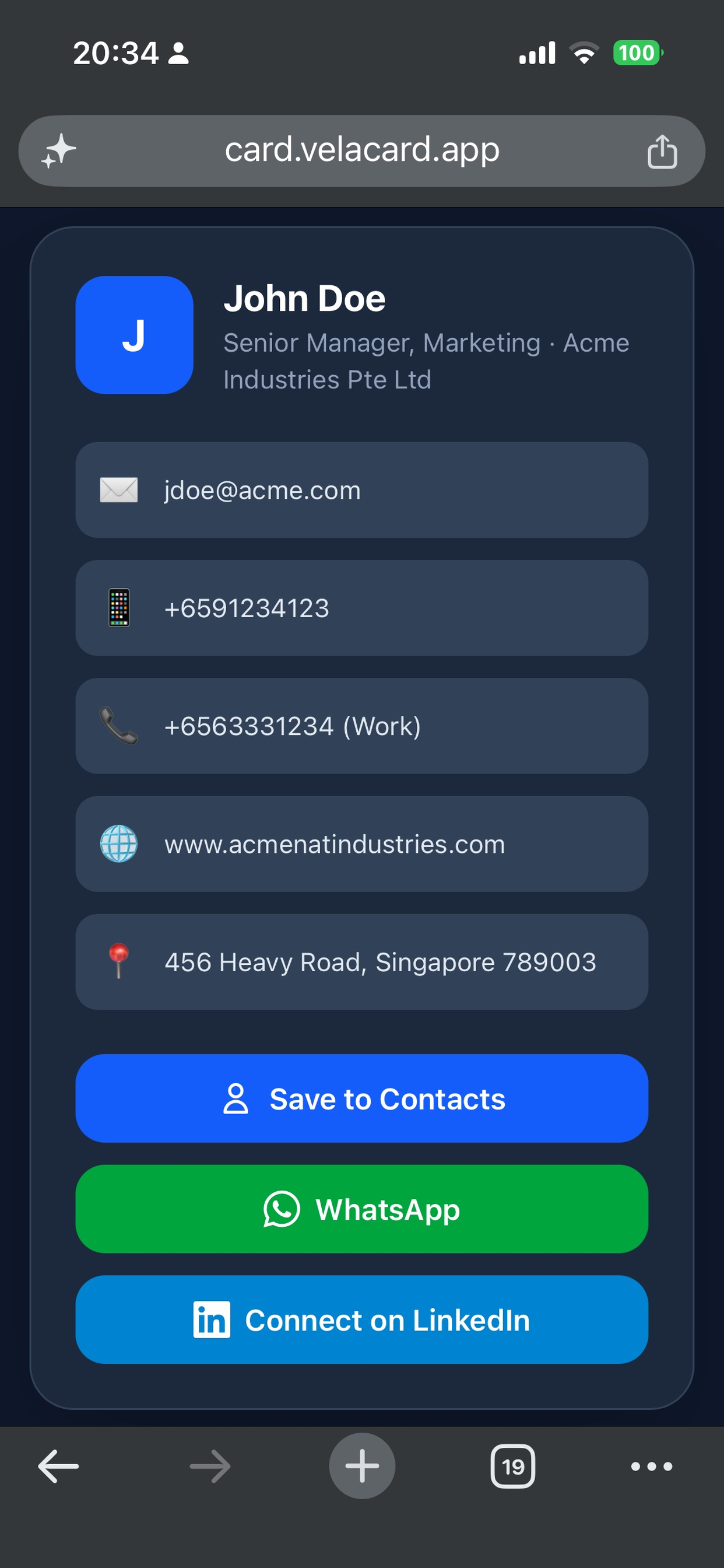 Vela - Digital Business Card screenshot 4