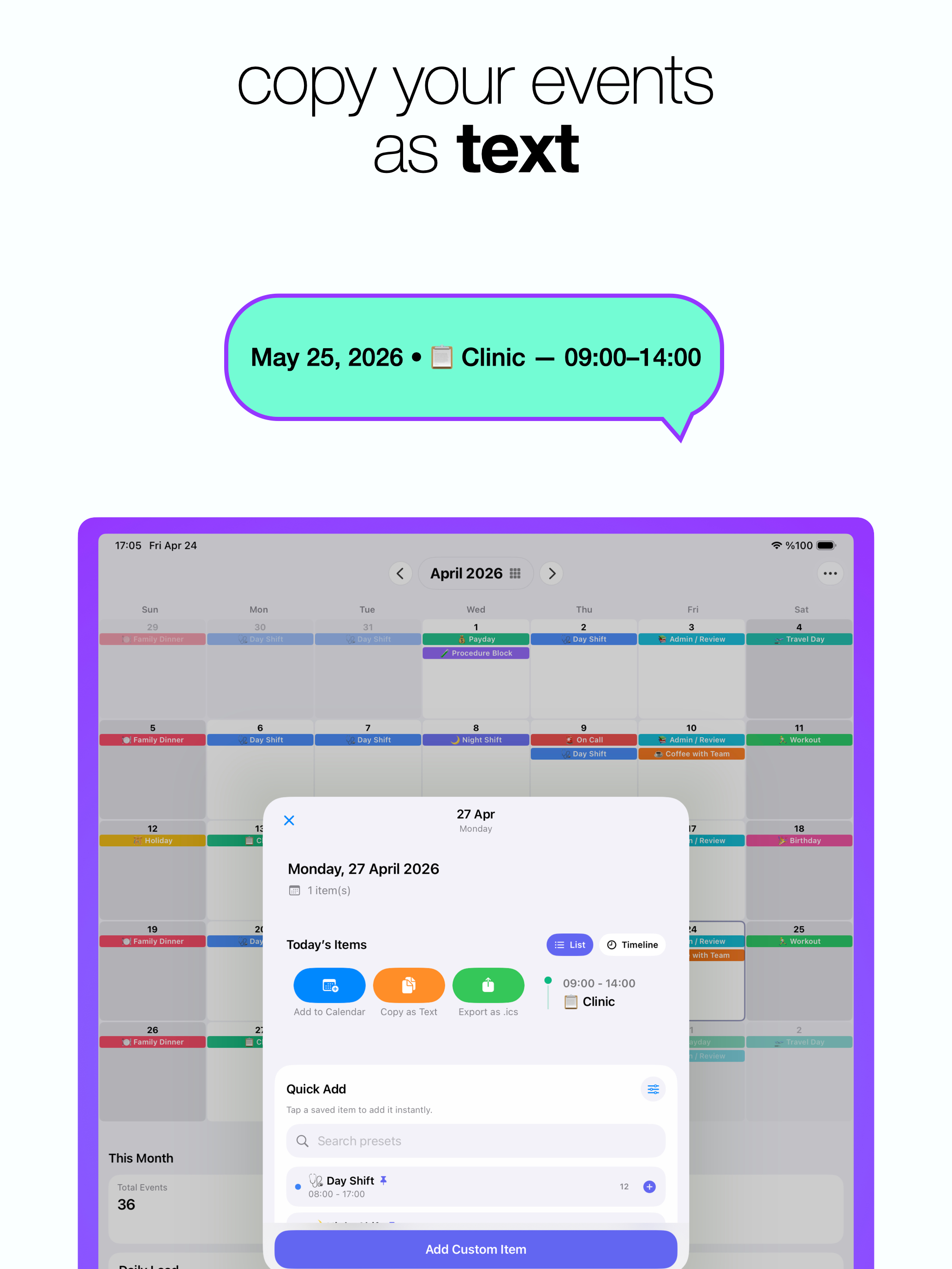 Shift Calendar: Cadence