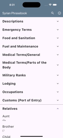 Syrian Phrasebook screenshot