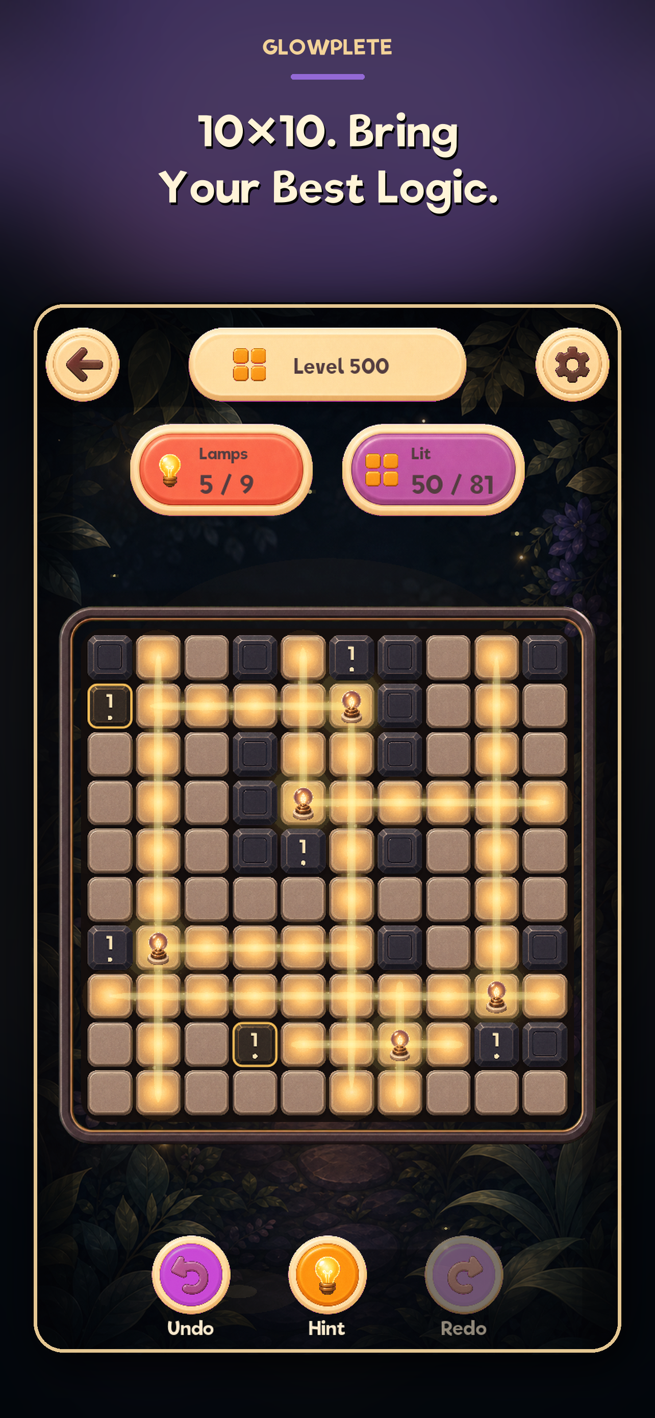 Glowplete: Akari Logic Puzzle screenshot 3