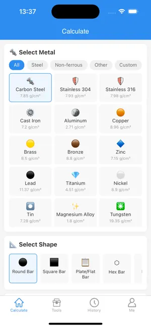 Metal Weight Calc Steel Bar screenshot 1