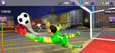 Real Soccer – Football Games - Inmitten einer packenden Nacht-Atmosphäre können Spieler dramatische Torwartparaden erleben, die den Nervenkitzel des engen Spiels einfangen.