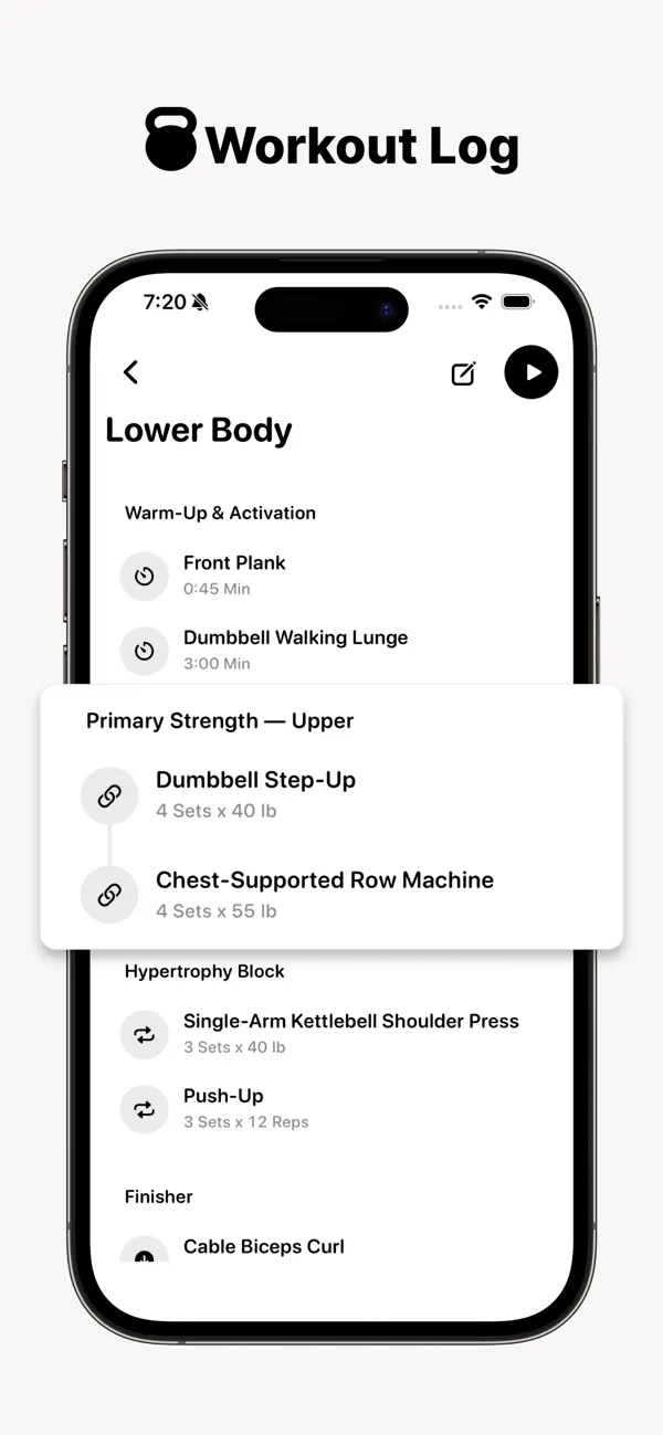 Screenshot #1 pour Workout Log - Training Journal