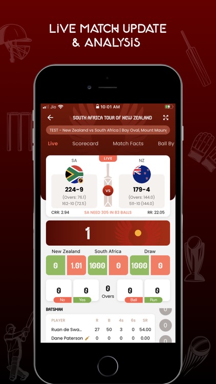 Red White Cricket Live Line