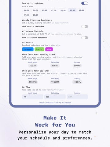 Rise: Routine Planner iPad screenshot