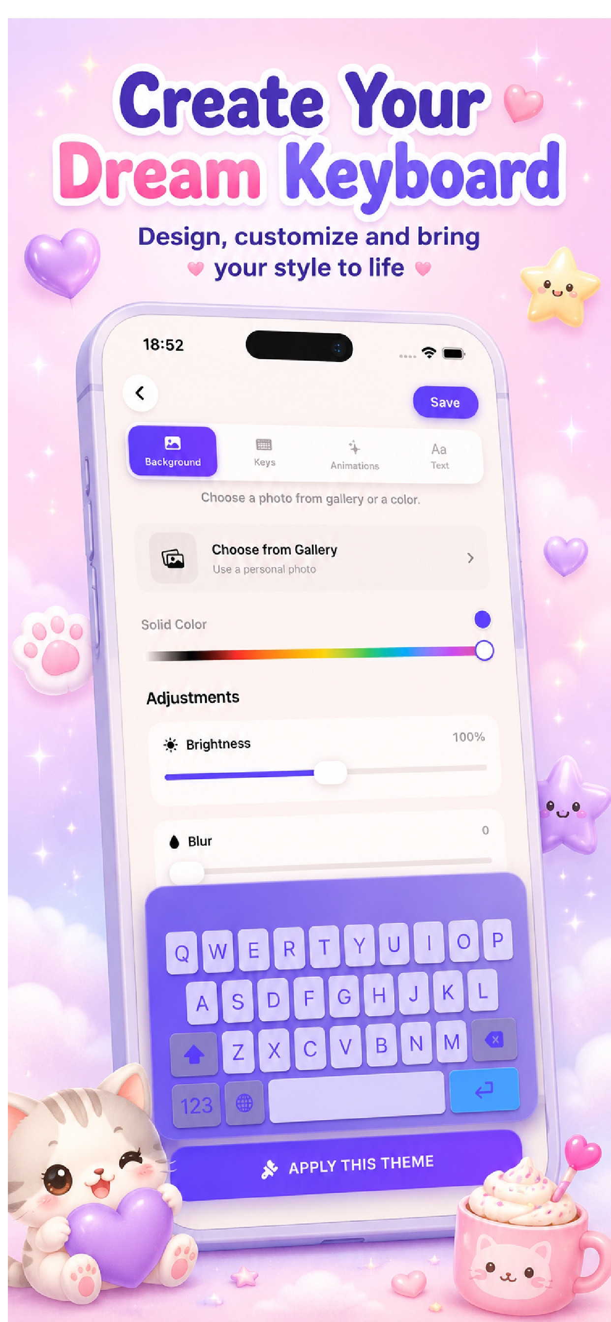 Kawaii Keyboard & Wallpaper screenshot 2