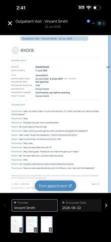 exora health screenshot