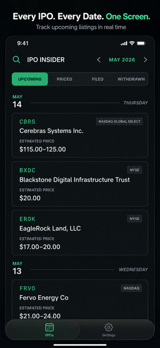 IPO Stocks Calendar Screenshot 1 of 4