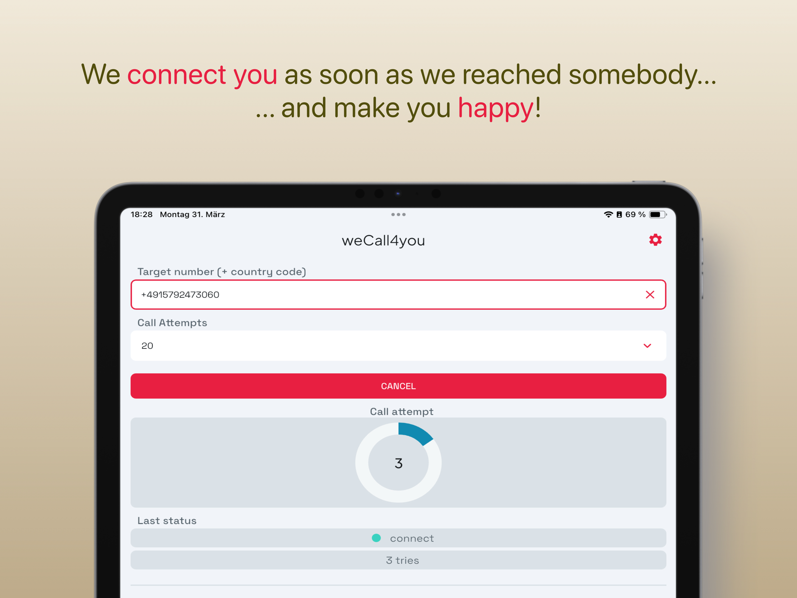 weCall4you (phone auto redial)
