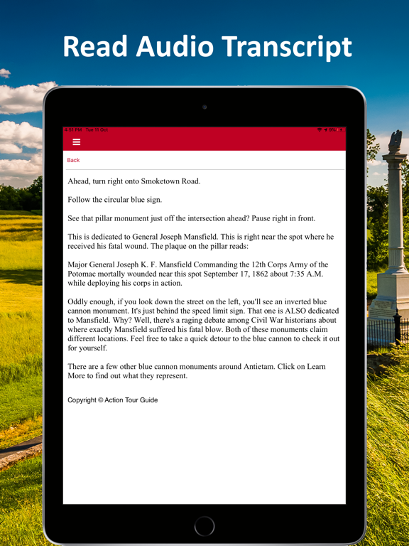 Antietam Battlefield Auto Tour iPad screenshot 6 - Travel app