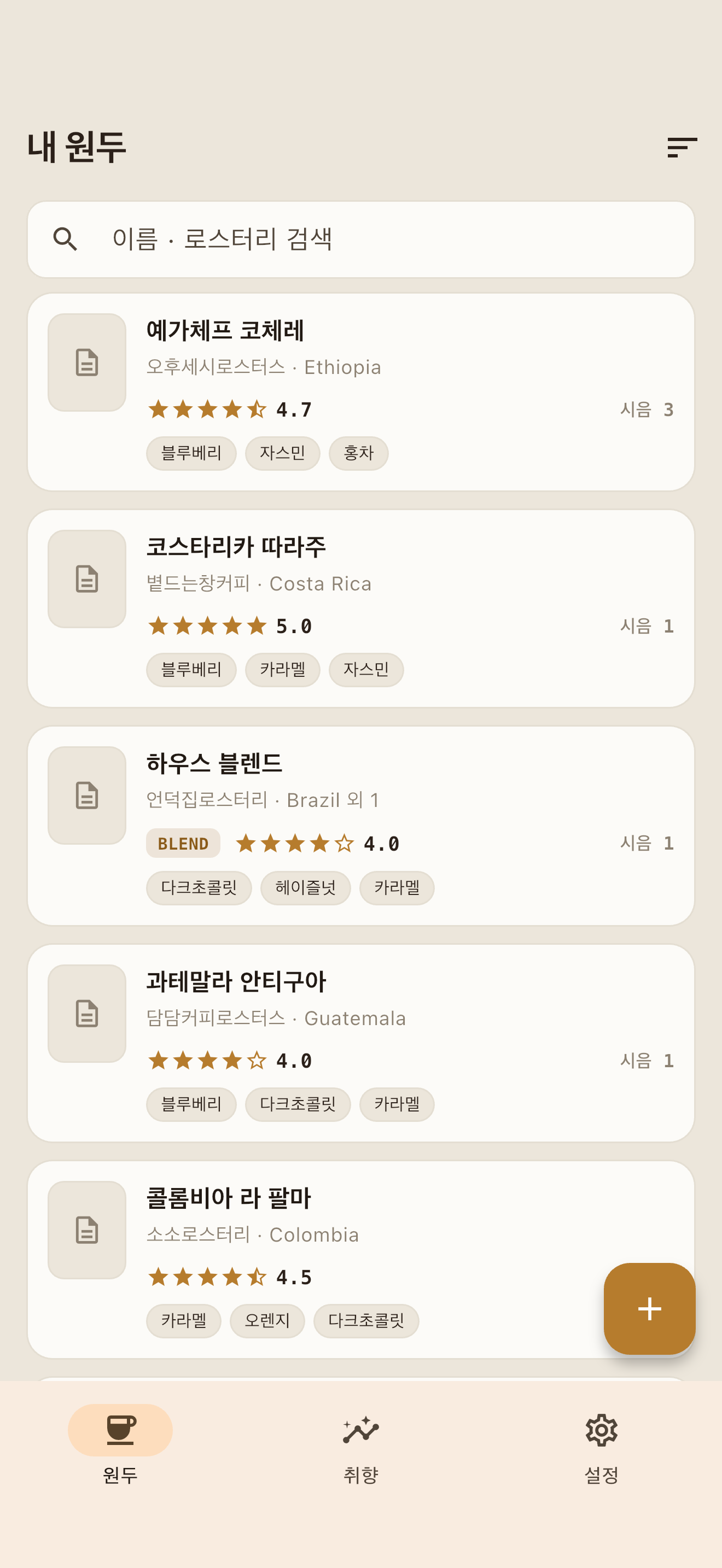 BeanProfile screenshot 2