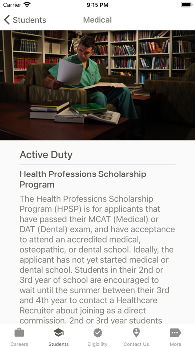 U.S. Army Medicine Careers Screenshot