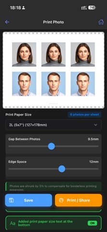 Passport & ID Photo Print iPhone screenshot