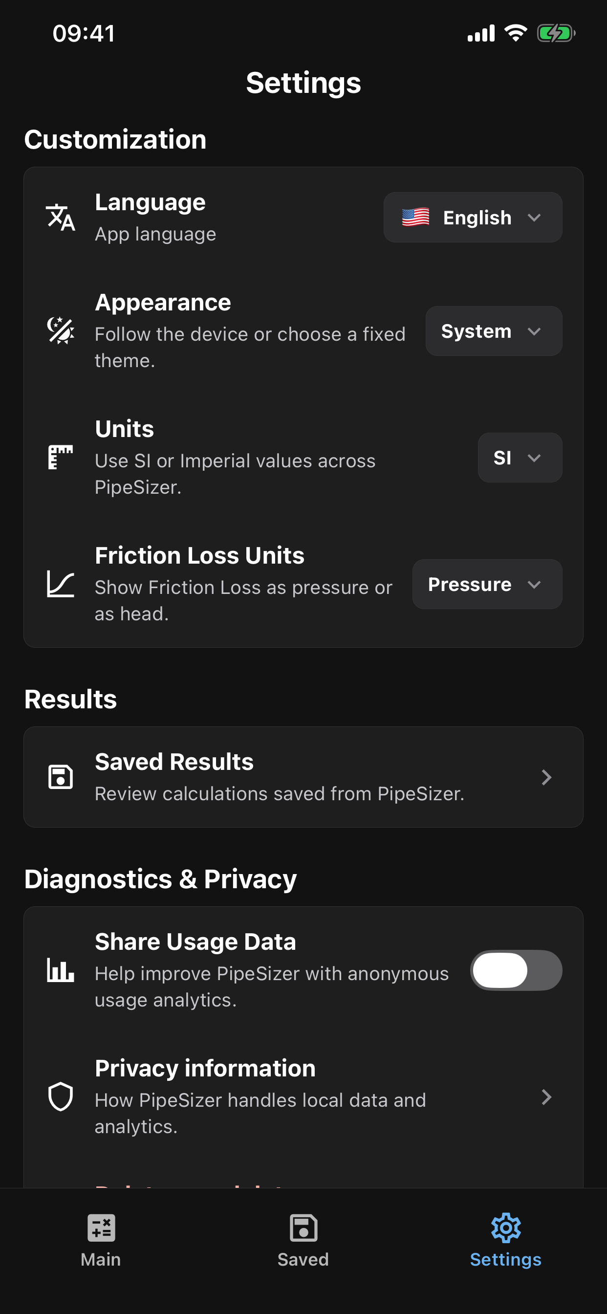 PipeSizer: Diameter Selector screenshot 4