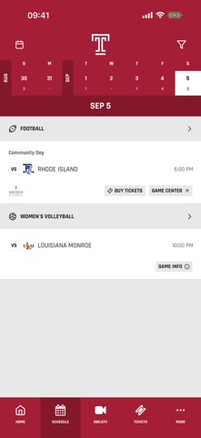 Temple Owls app screenshot 2