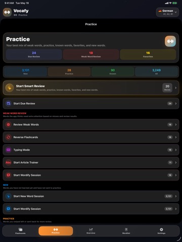 Vocafy iPad screenshot