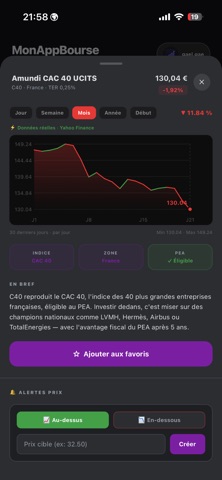 MonAppBourse iPhone screenshot