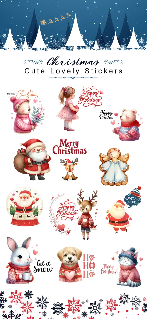 Screenshot #1 pour Lovely Christmas Stickers Set