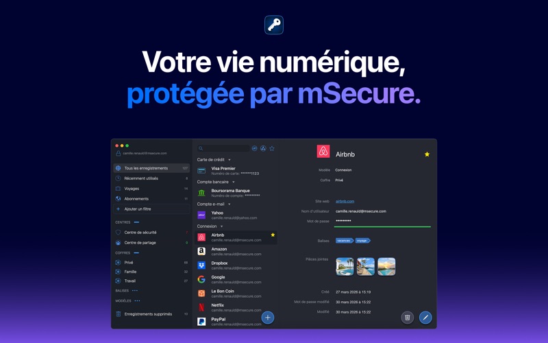Screenshot #1 pour mSecure 6 Gestionnaire