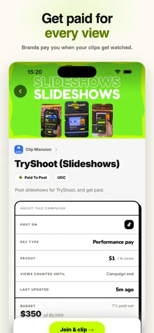 Try Shoot - Get Paid to Post screenshot 1