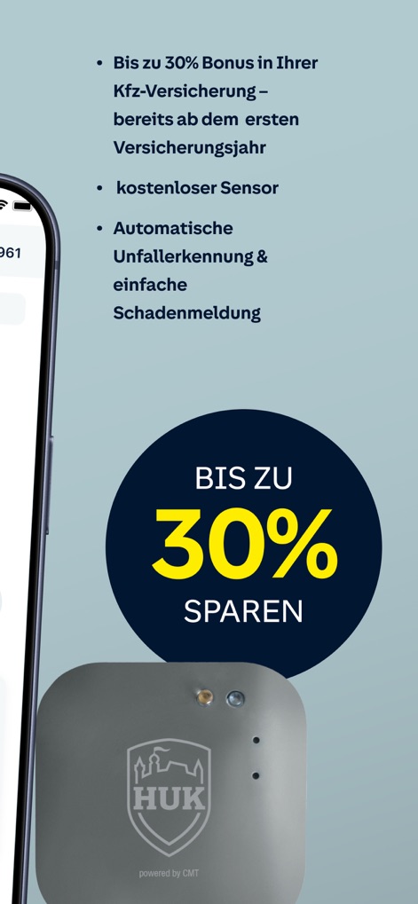 HUK Mein Auto - Discover the significant savings potential, up to 30%, and learn about the complimentary Telematik sensor for enhanced benefits.
