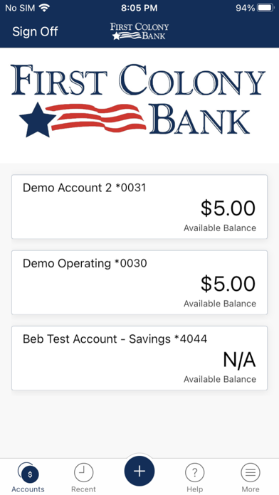 First Colony Bank Business Screenshot