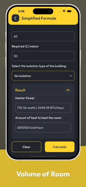 Electric heating calculator screenshot 4