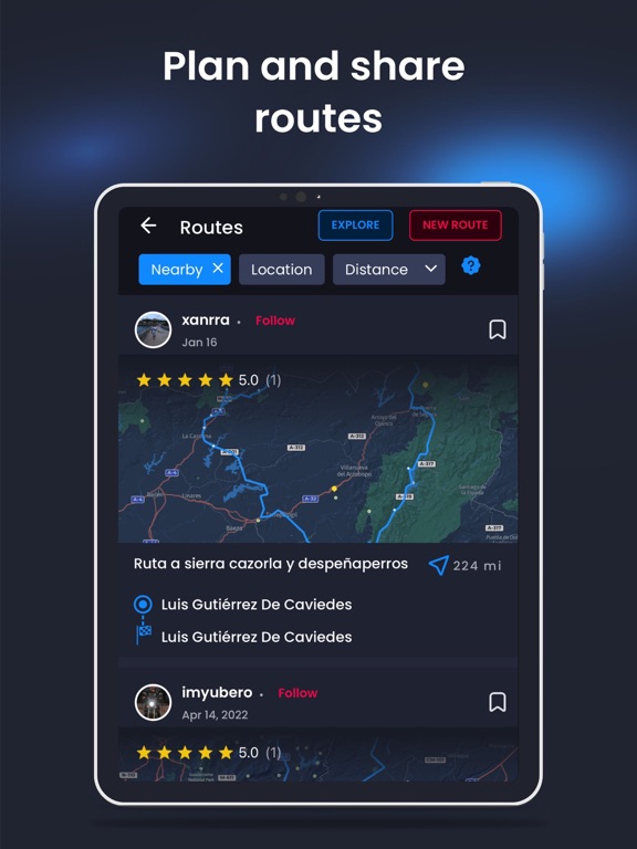RocKr - Motorcycle Routes iPad screenshot 1 - Navigation app